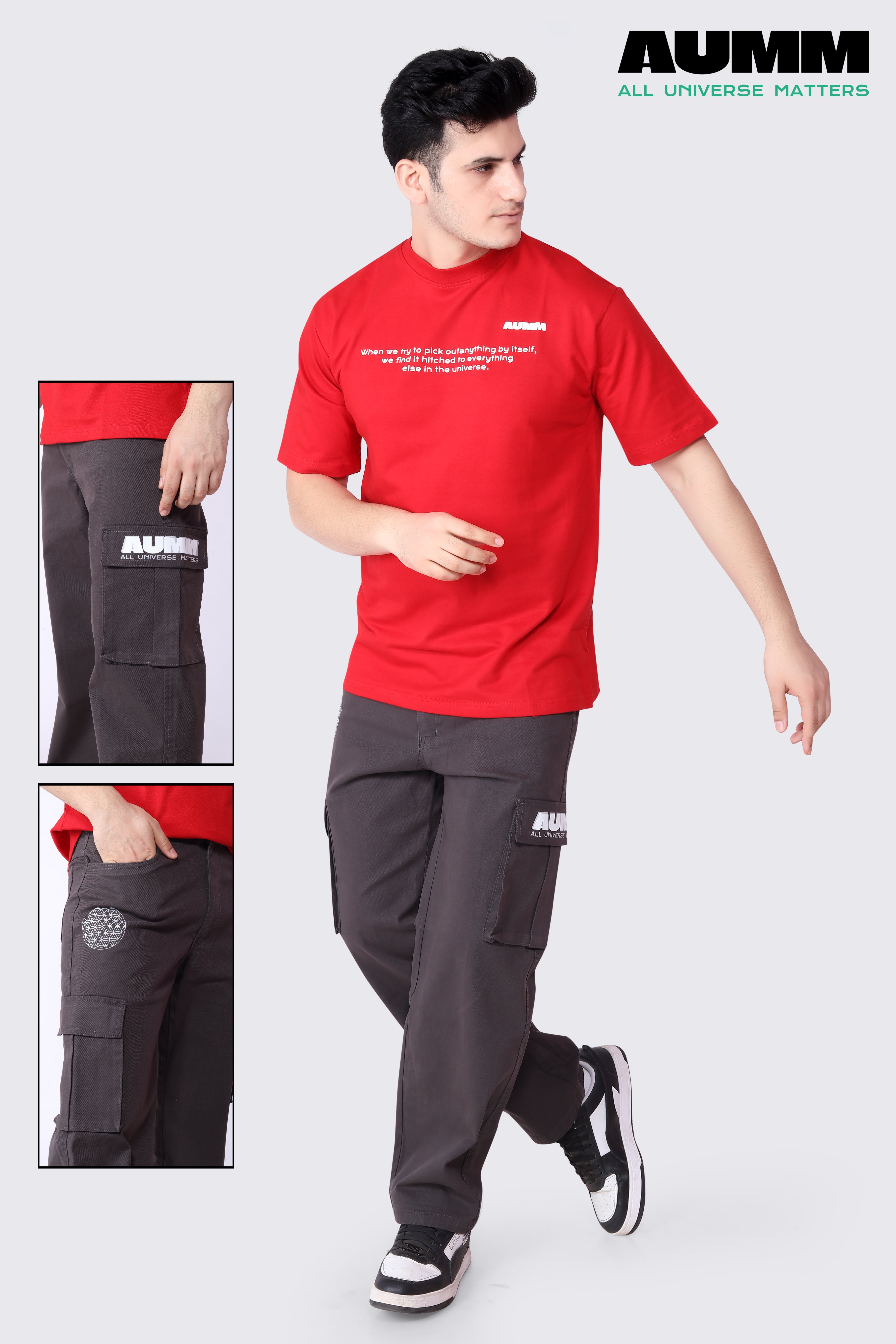 6 Pocket Dark Grey Cargo Pants - AUMM #