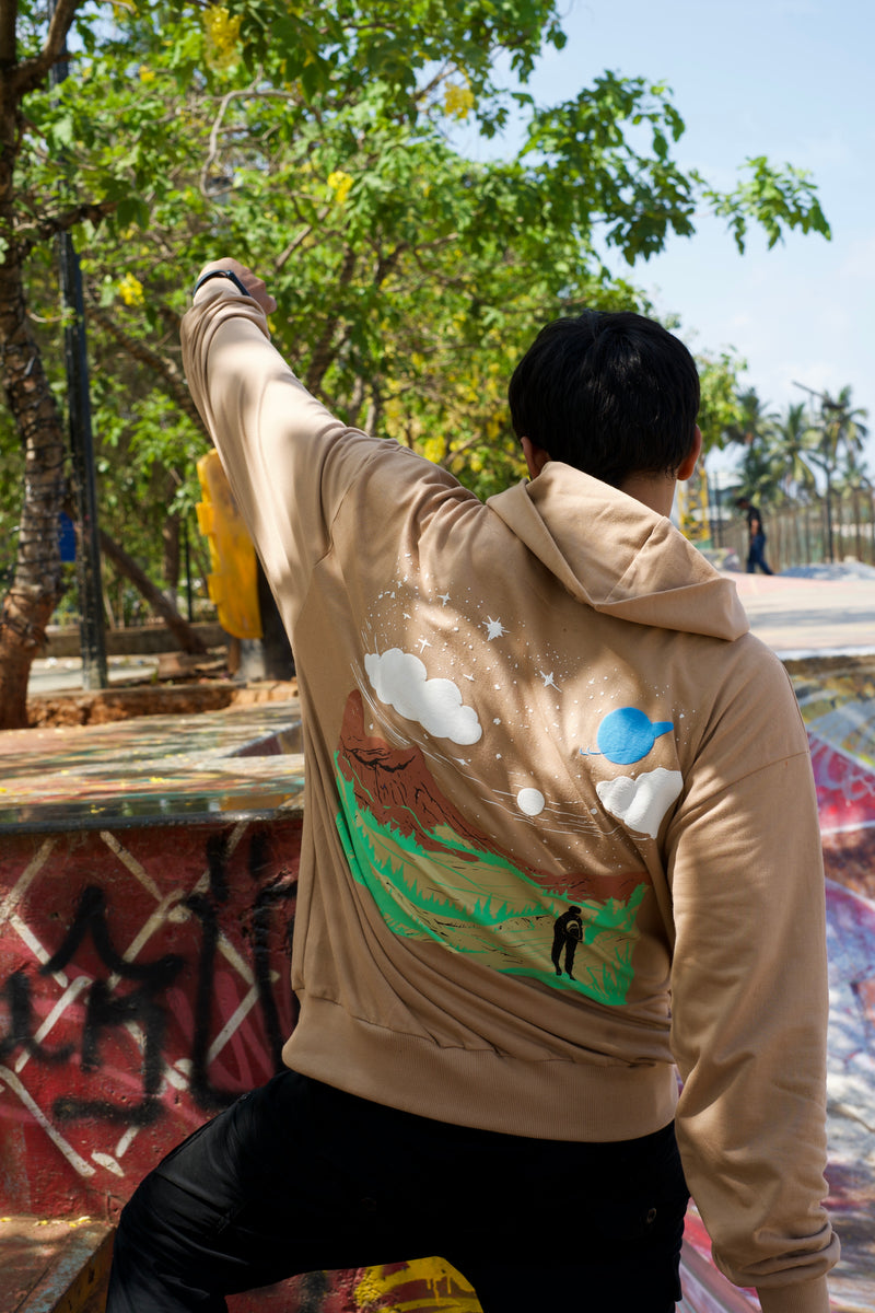 Beige Hoodie Printed 100% Soft Premium Best Quality Oversized Hoodie Jacket
