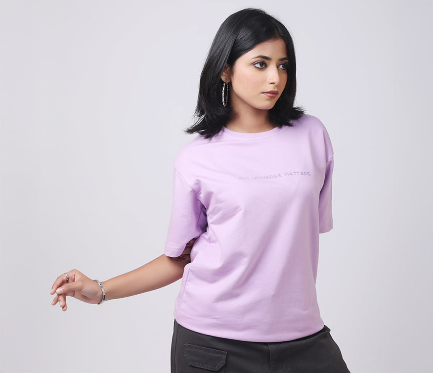Box Fit Lavender Color T-shirt - AUMM #