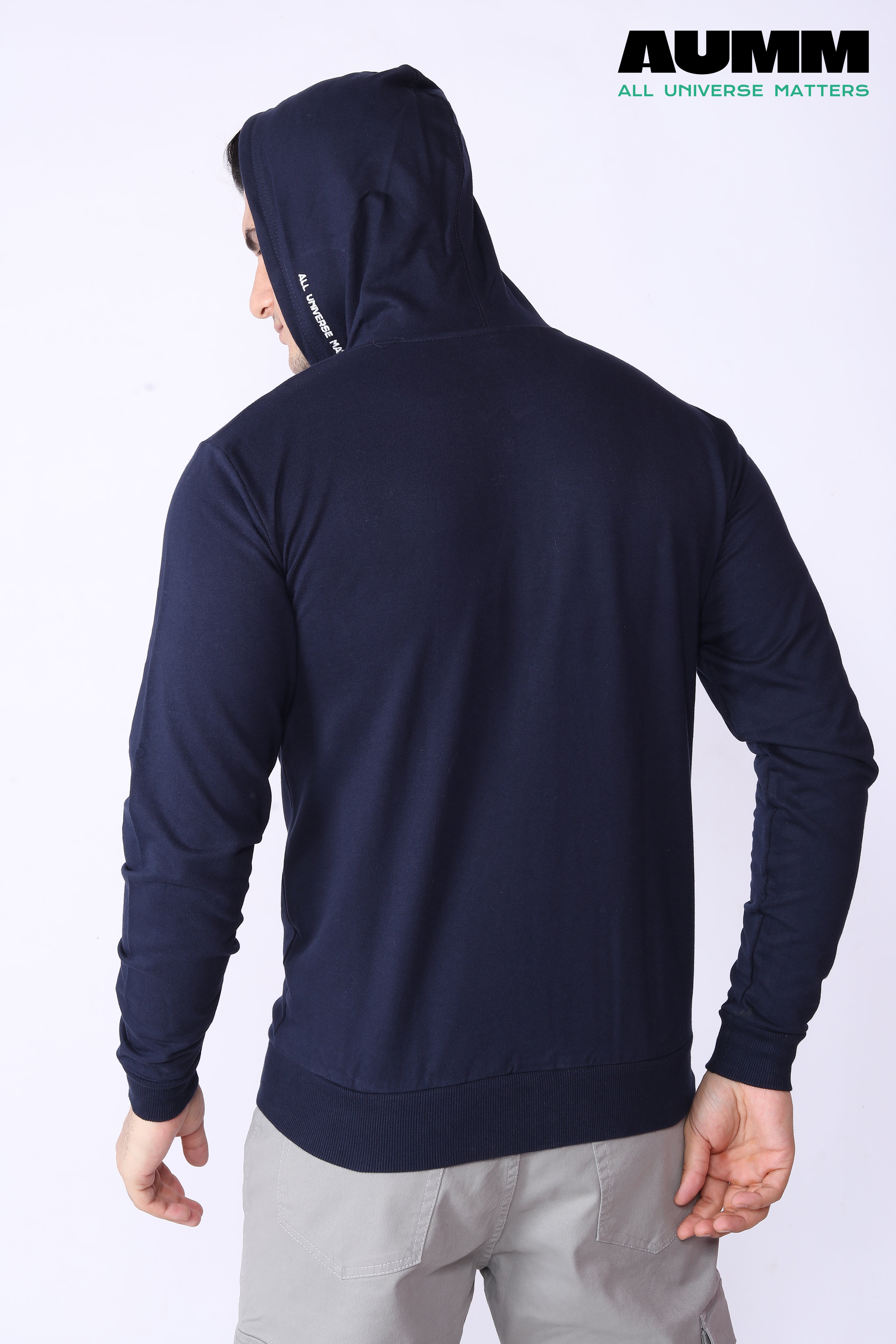 Deep-Blue Slim Fit Zipper Jacket - AUMM #