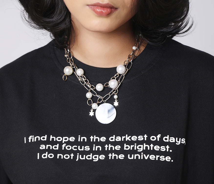 Globe Print Black Oversized T-shirt - AUMM #