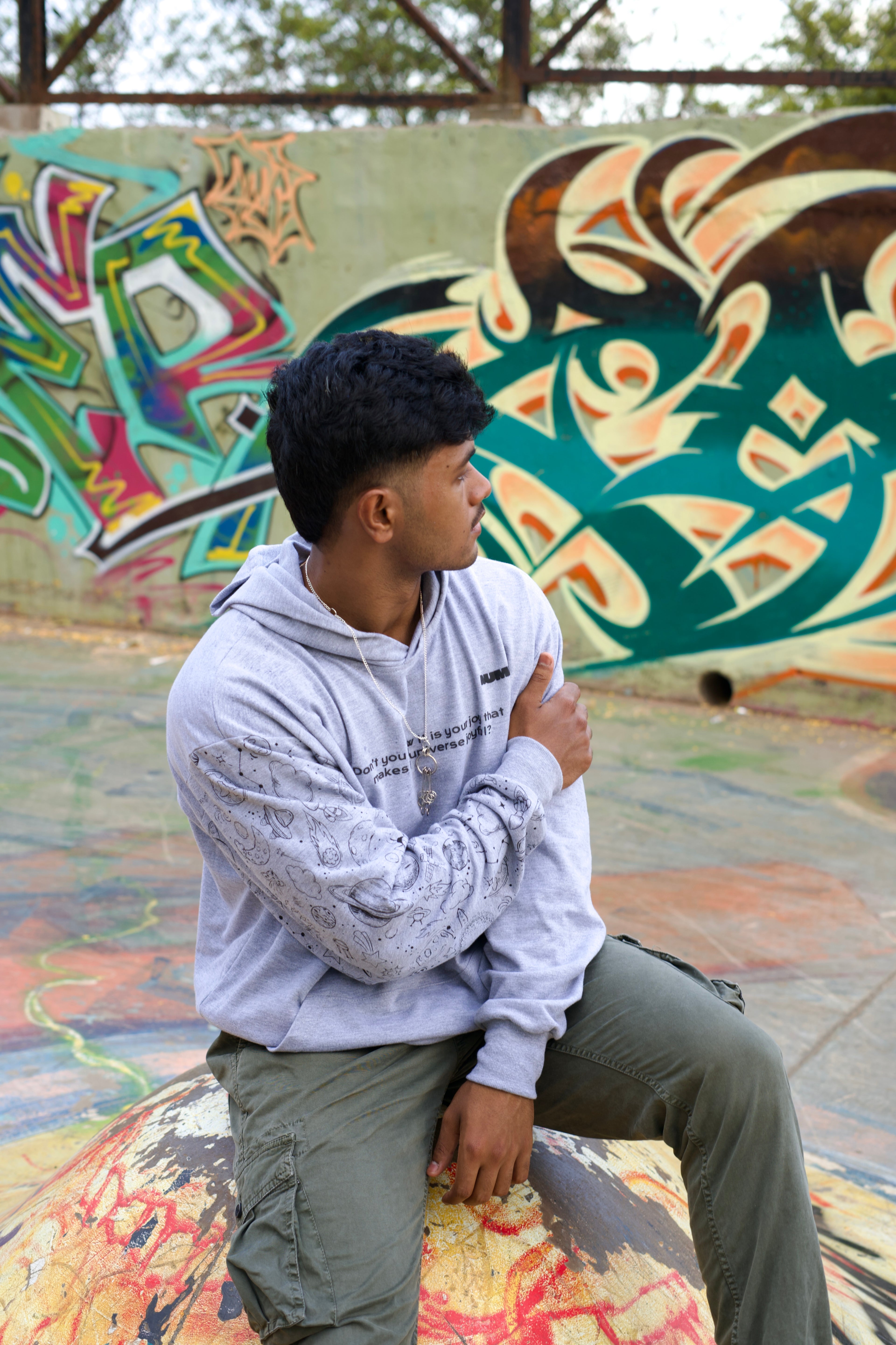 Grey Melange Oversized Hoodie - AUMM #