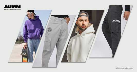 cargo pants and oversized hoodies