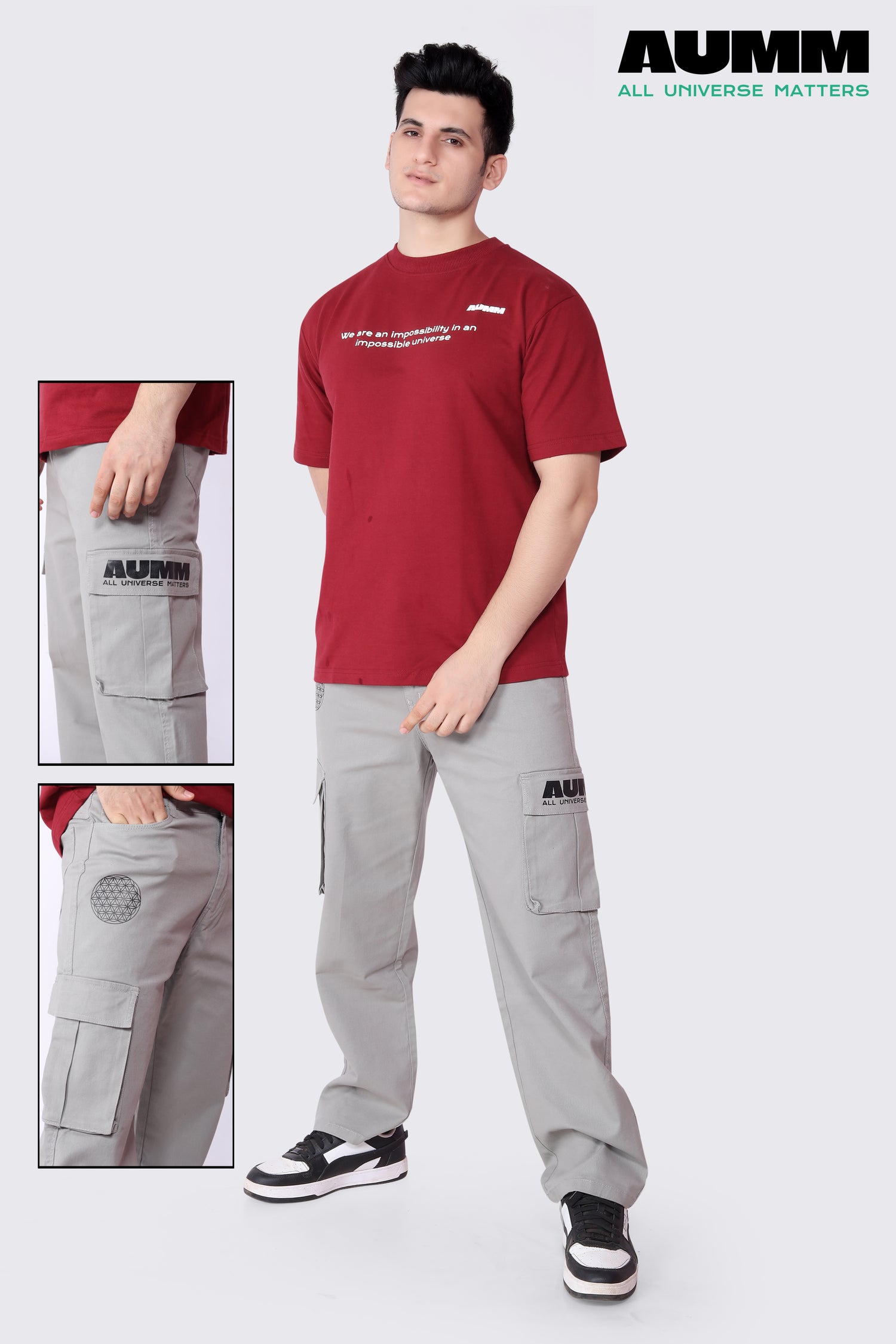 6 Pocket Light Grey Cargo Pants