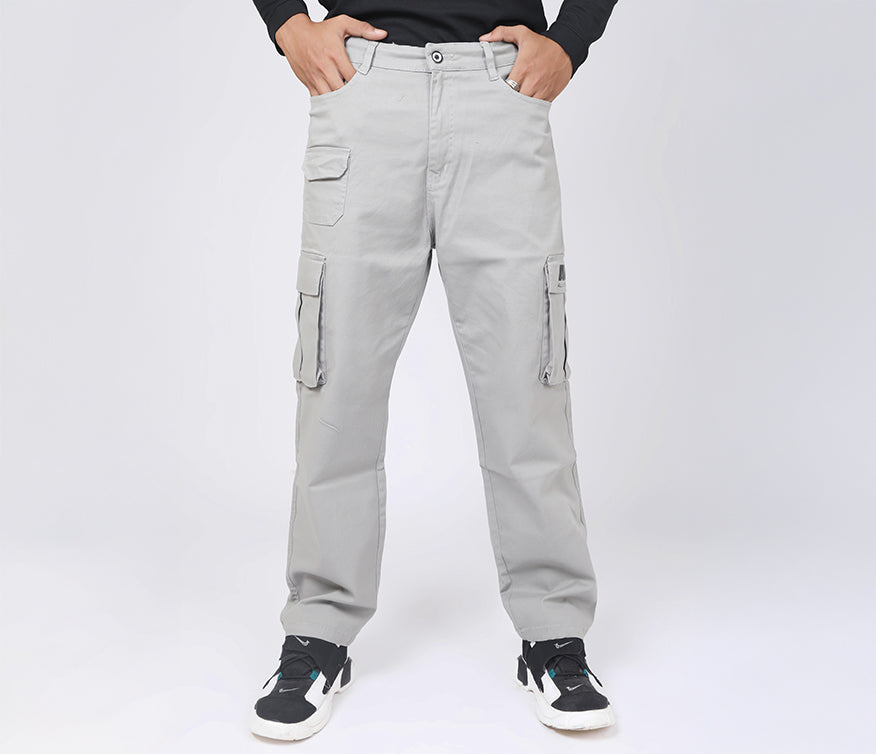 7 Pocket Light Grey Cargo Pants - AUMM