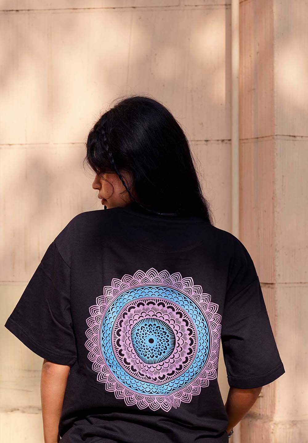 Black Mandala Printed 100% Soft Premium Best Quality Oversized Relaxed Fit T-Shirt