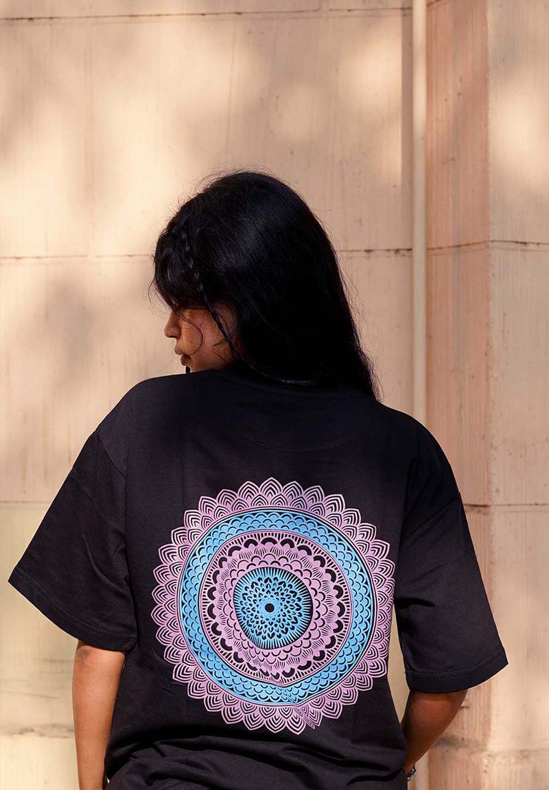 Black Mandala Printed 100% Soft Premium Best Quality Oversized Relaxed Fit T-Shirt