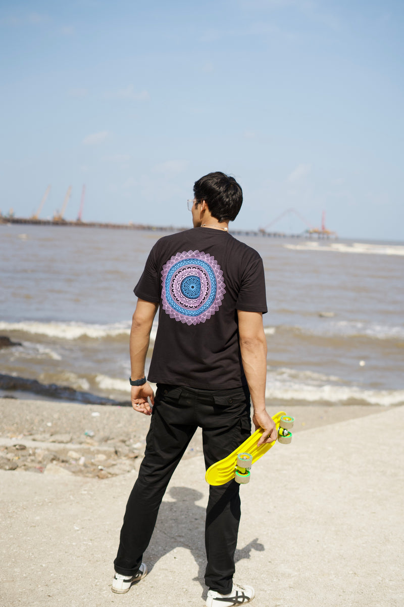 Black Mandala Printed 100% Soft Premium Best Quality Oversized Relaxed Fit T-Shirt