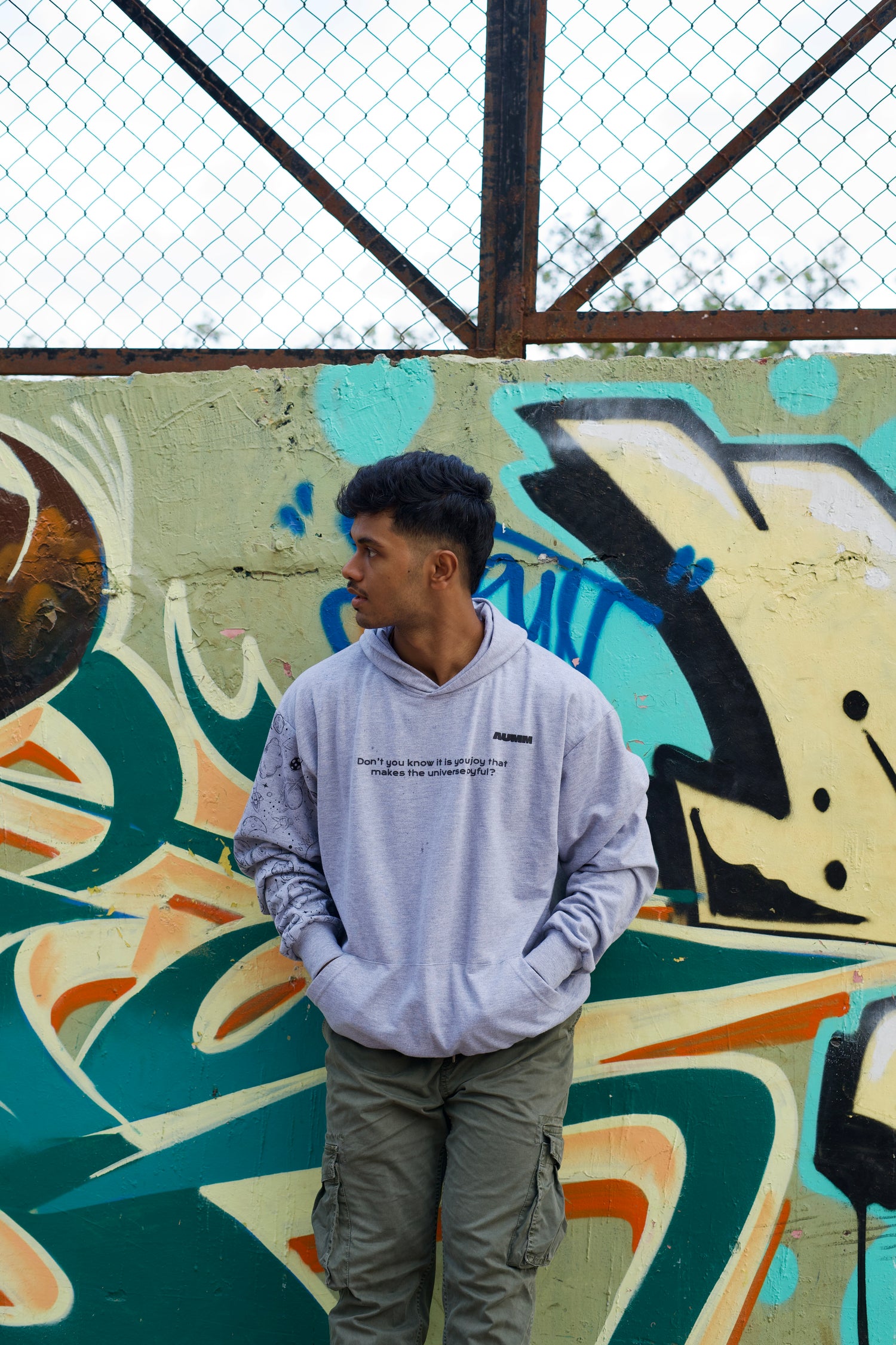 Grey Melange Oversized Hoodie