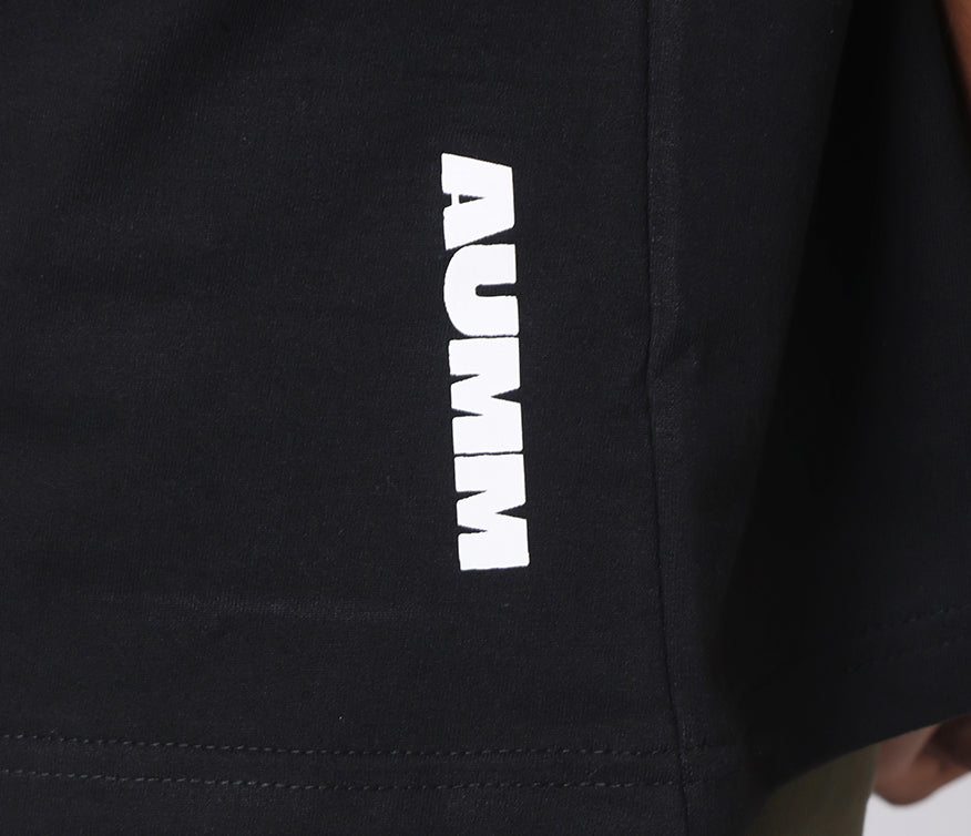 Globe Print Black Oversized T-shirt - AUMM #