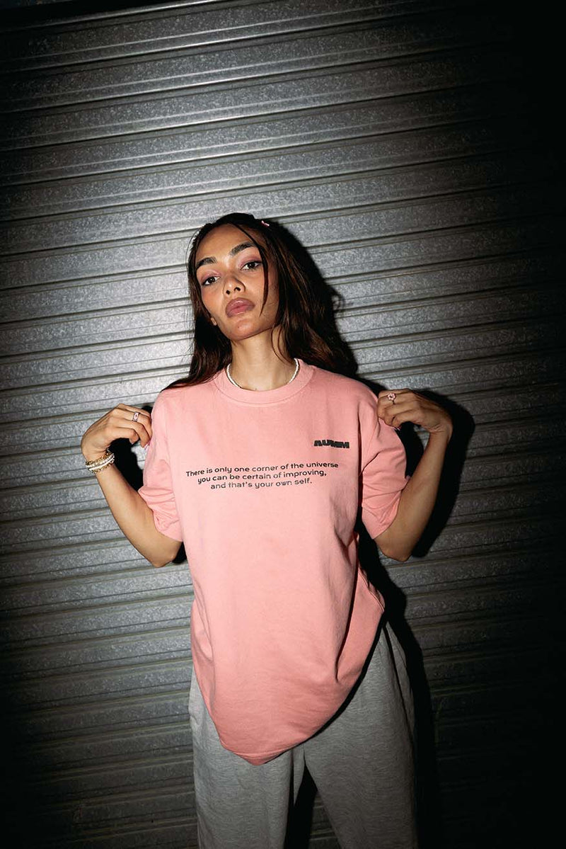 Pink Printed Oversized Relaxed Fit Premium Best Quality 100% Cotton T-shirt