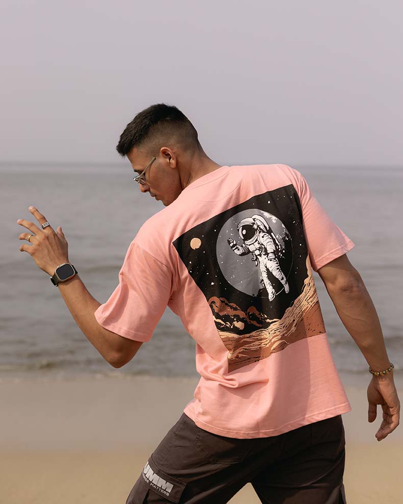 Pink Printed Oversized Relaxed Fit Premium Best Quality 100% Cotton T-shirt