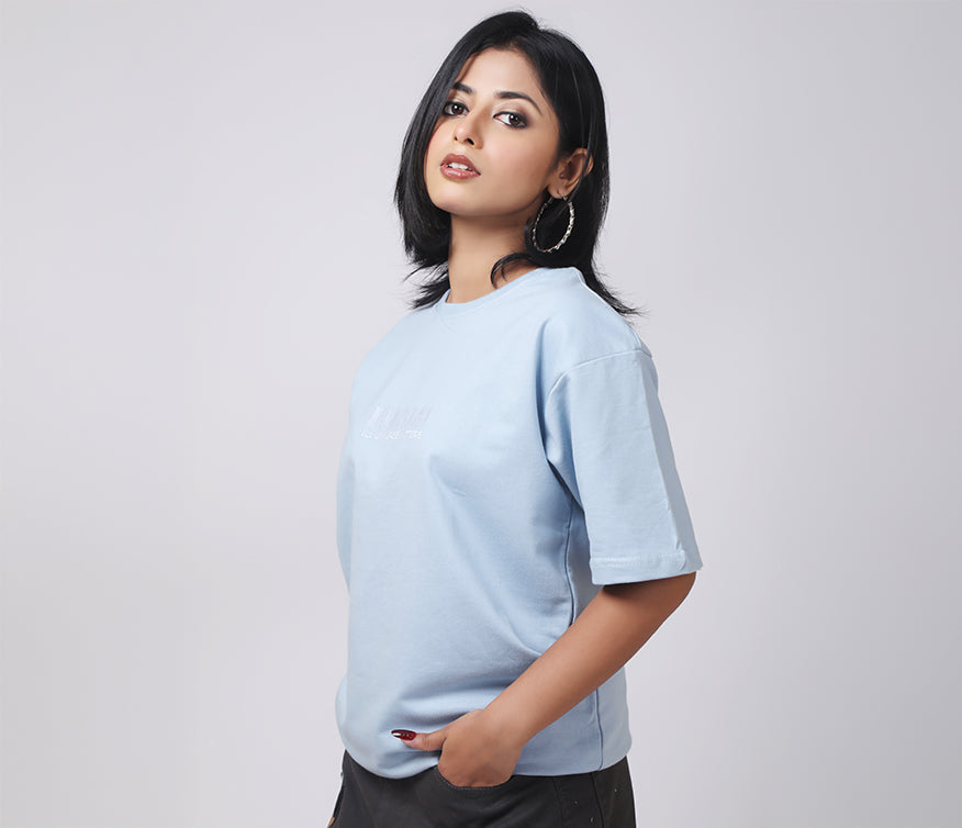 Sky Blue Basic Plain Oversized Relaxed Standard Fit Premium Best Quality 100% Cotton T-shirt