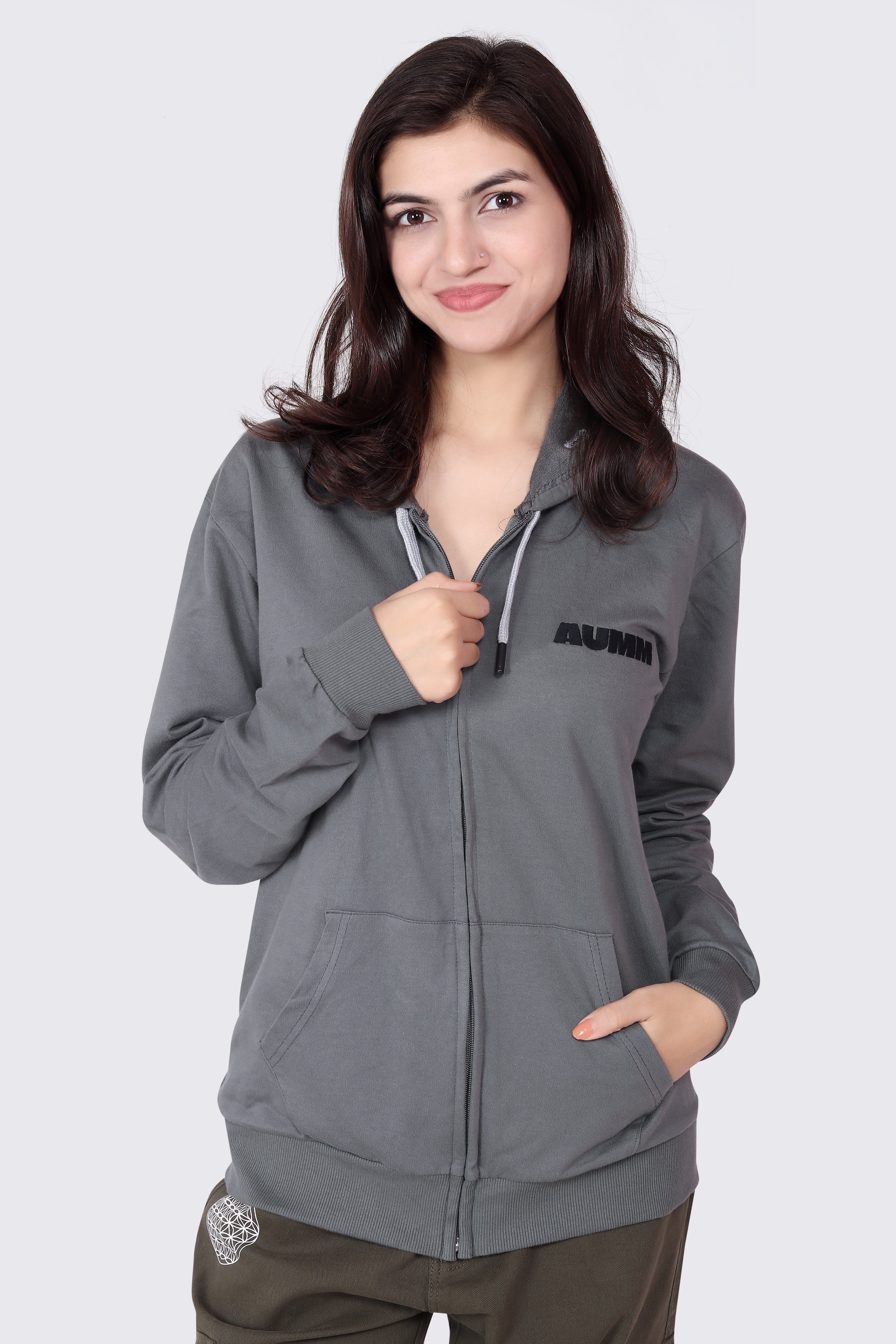 Steel-Grey Slim Fit Zipper Jacket - AUMM #