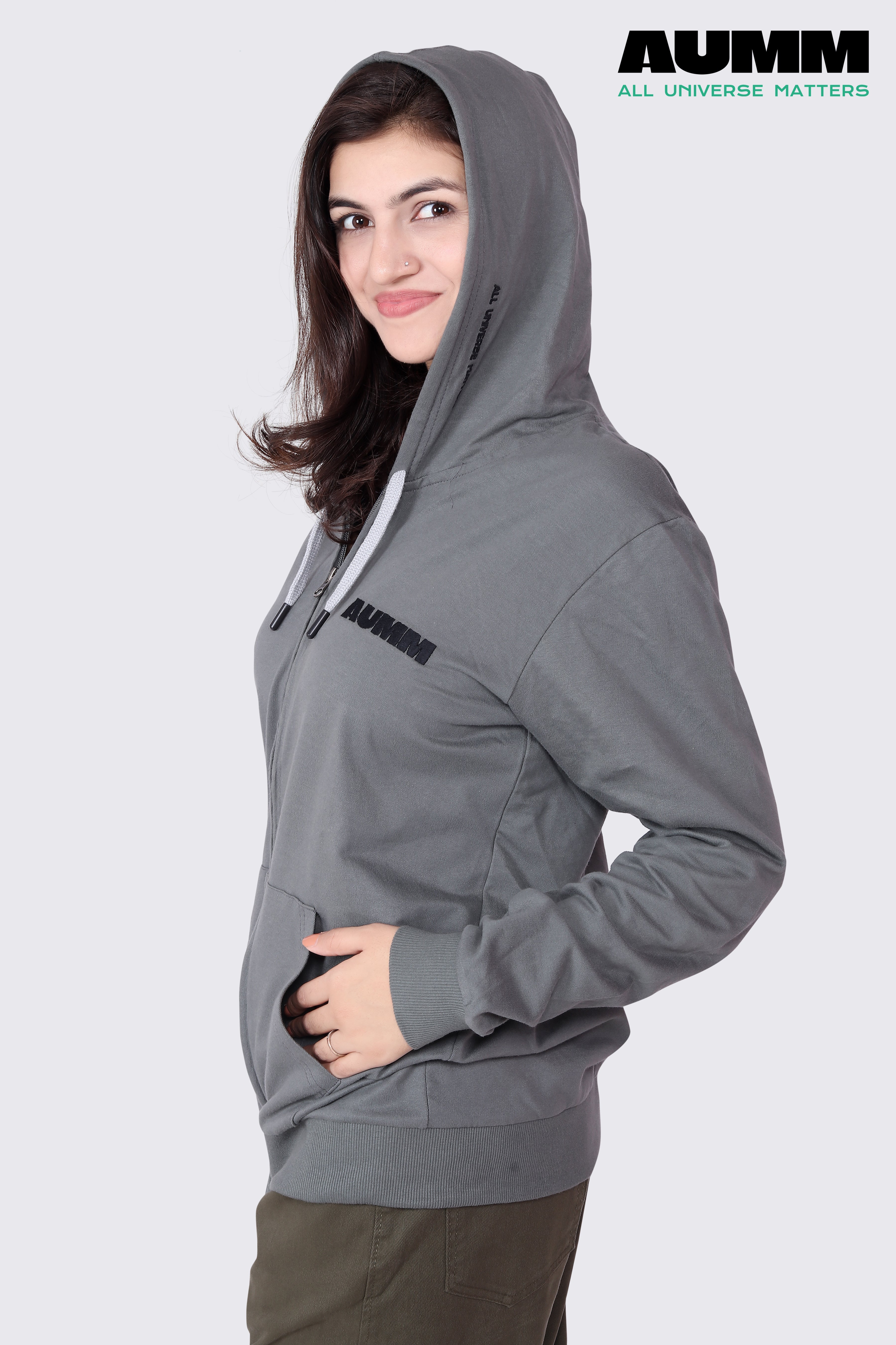Steel-Grey Slim Fit Zipper Jacket - AUMM #