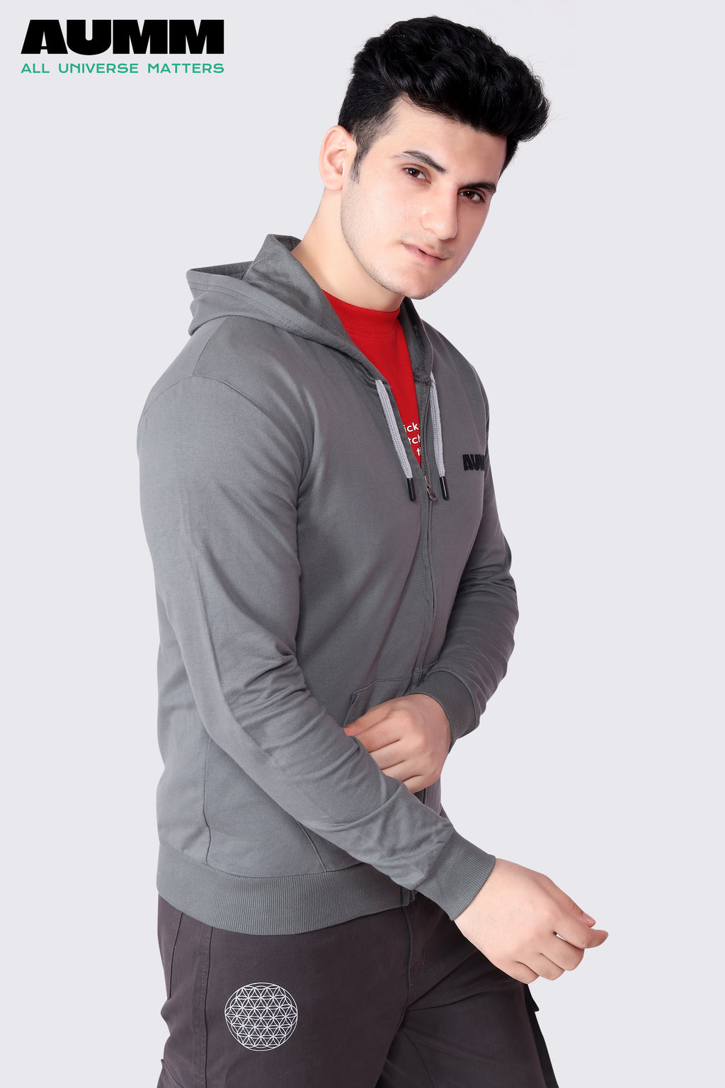 Steel-Grey Slim Fit Zipper Jacket - AUMM #